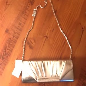 Silver clutch crossbody bag with rhinestones NWT